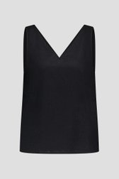 Zwart linnen topje met V-hals van Liberty Island voor Dames