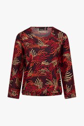 Zwart T-shirt met bolletjesprint in rode tinten van Signature voor Dames