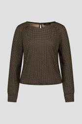 Zwart T-shirt met fijn motief van Opus voor Dames