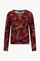 Zwart T-shirt met print in rode tinten van Signature voor Dames