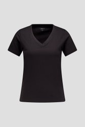 Zwart T-shirt met V- hals van Liberty Island voor Dames
