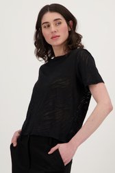 Zwart T-shirt met zebra motief  van JDY voor Dames