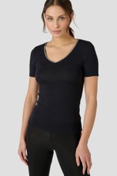 Achterkant van Zwart thermoshirt met korte mouwen door Liberty Island voor Dames