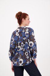 Zwarte blouse met blauwe bloemenprint van Opus voor Dames