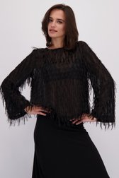 Voorkant van Zwarte blouse met franjes door JDY voor Dames
