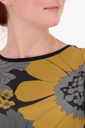 Zwarte blouse met gele bloemenprint van Opus voor Dames