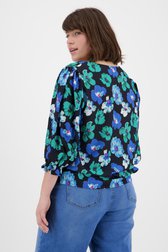 Zwarte blouse met groen-blauwe bloemenprint van Only Carmakoma voor Dames