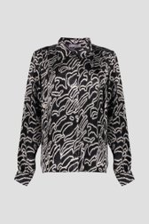 Zwarte blouse met lichtgrijze print van Geisha voor Dames
