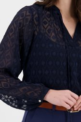 Zwarte doorschijnende blouse met blauw patroon van D'Auvry voor Dames