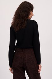 Achterkant van Zwarte geribde trui door Louise voor Dames