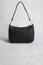 Achterkant van Zwarte gevlochten schoudertas door Modeno voor Dames