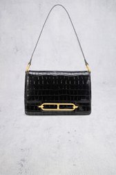 Voorkant van Zwarte handtas met krokodillenstructuur door Laurent David voor Dames