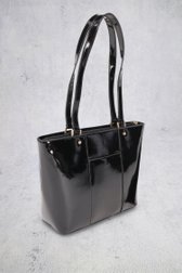 Detail van Zwarte laqué handtas door Hexagona voor Dames