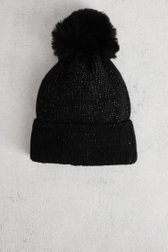 Voorkant van Zwarte muts met glitterdraad door Liberty Island voor Dames