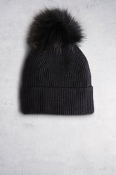 Voorkant van Zwarte muts met pompon door Liberty Island voor Dames