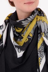 Zwarte sjaal met bloemenprint van Opus voor Dames
