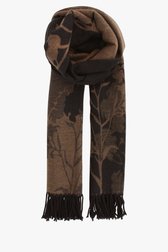 Zwarte sjaal met bruine bloemenprint van Modeno voor Dames