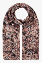 Zwarte sjaal met bruine bloemenprint van More & More voor Dames
