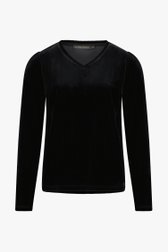 Zwarte T-shirt in glanzend ribfluweel van Claude Arielle voor Dames