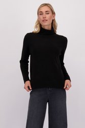 Voorkant van Zwarte trui met rolkraag door Liberty Island voor Dames