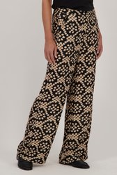 Voorkant van Zwarte wijde broek met print door More & More voor Dames