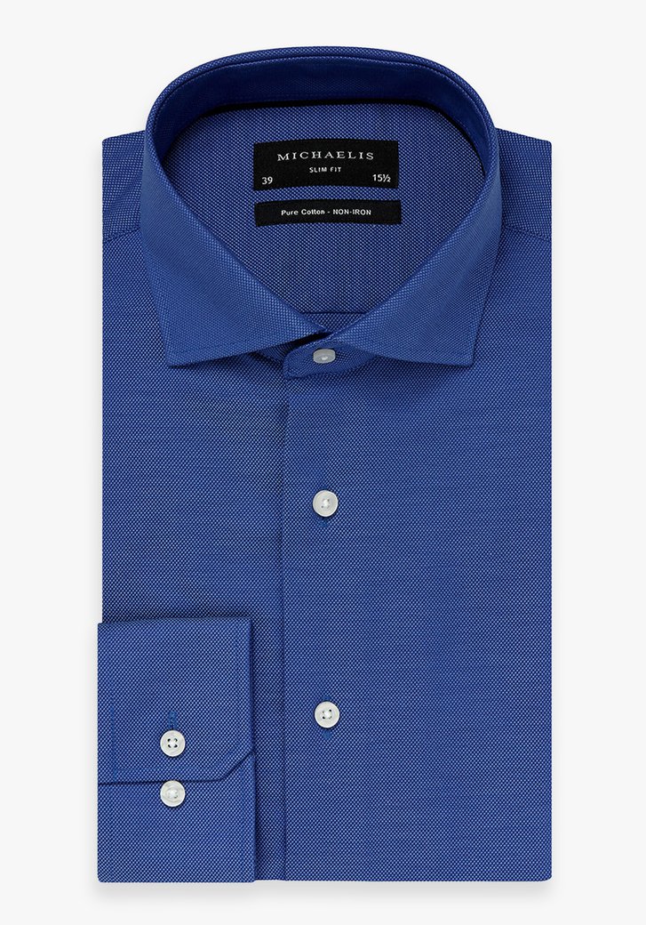 Blauw hemd met textuur - Slim fit