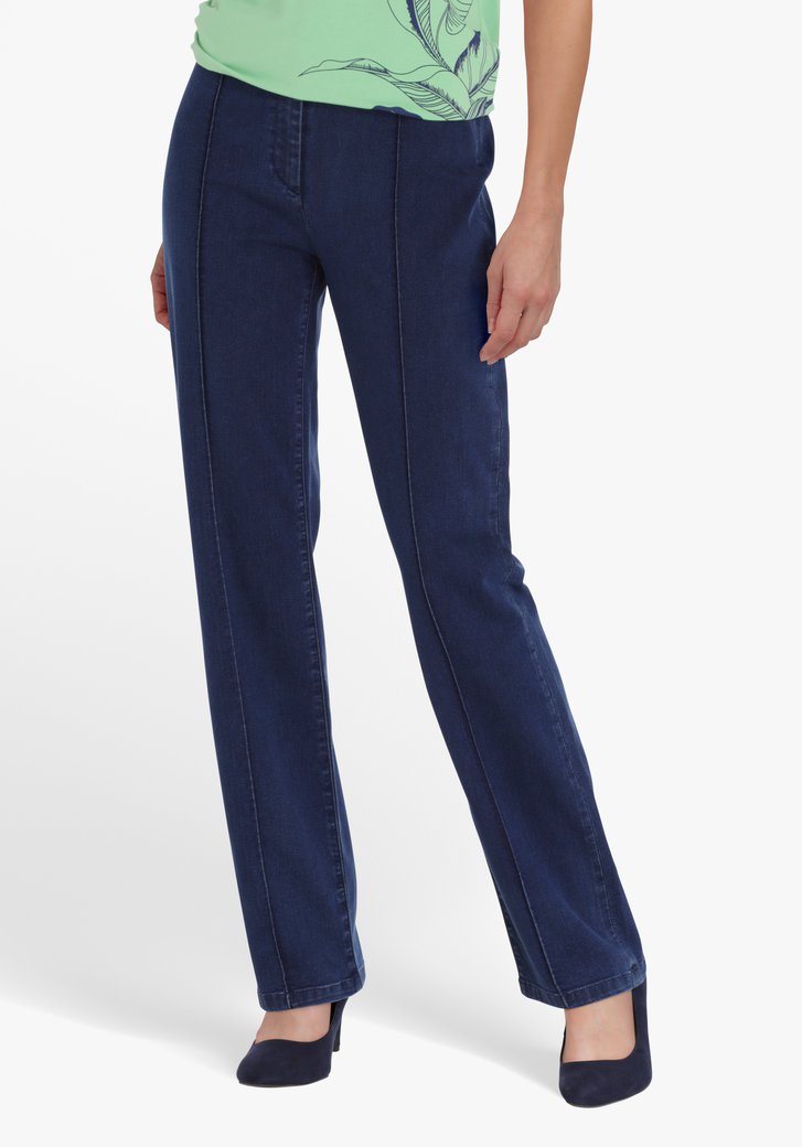 Blauwe broek met jeans look - straight fit van Claude Arielle | | e5
