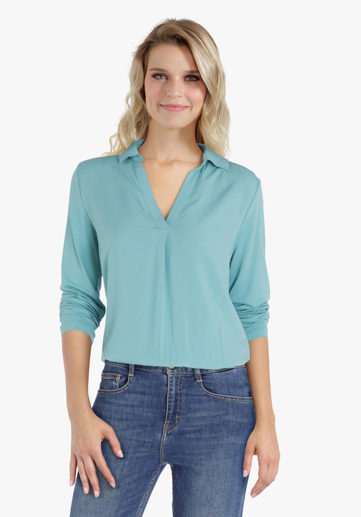 Blauwgroene blouse in viscose 