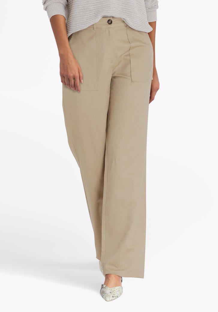 Ecru broek in linnen en katoen van D'Auvry | | e5