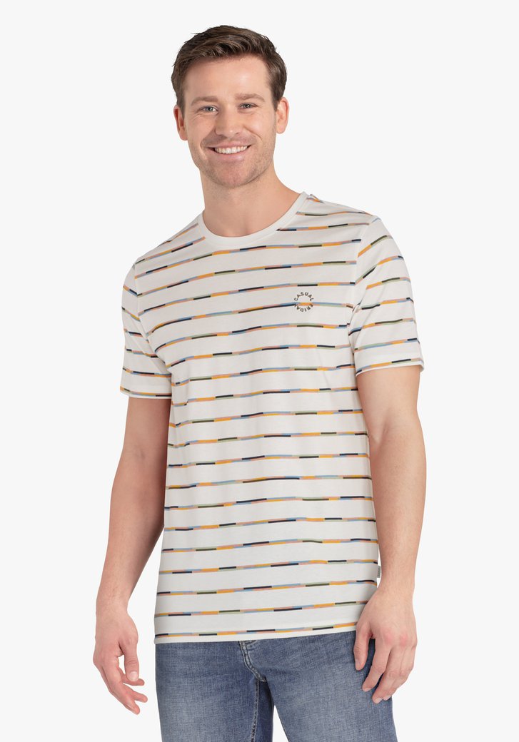 Ecru T-shirt met gekleurde print