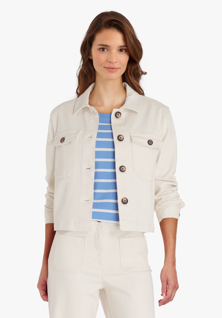 Ecru vest in jeansstof met stretch van Liberty Loving nature | | e5