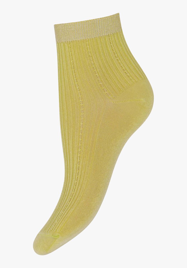 Gele sokken met glitterboord