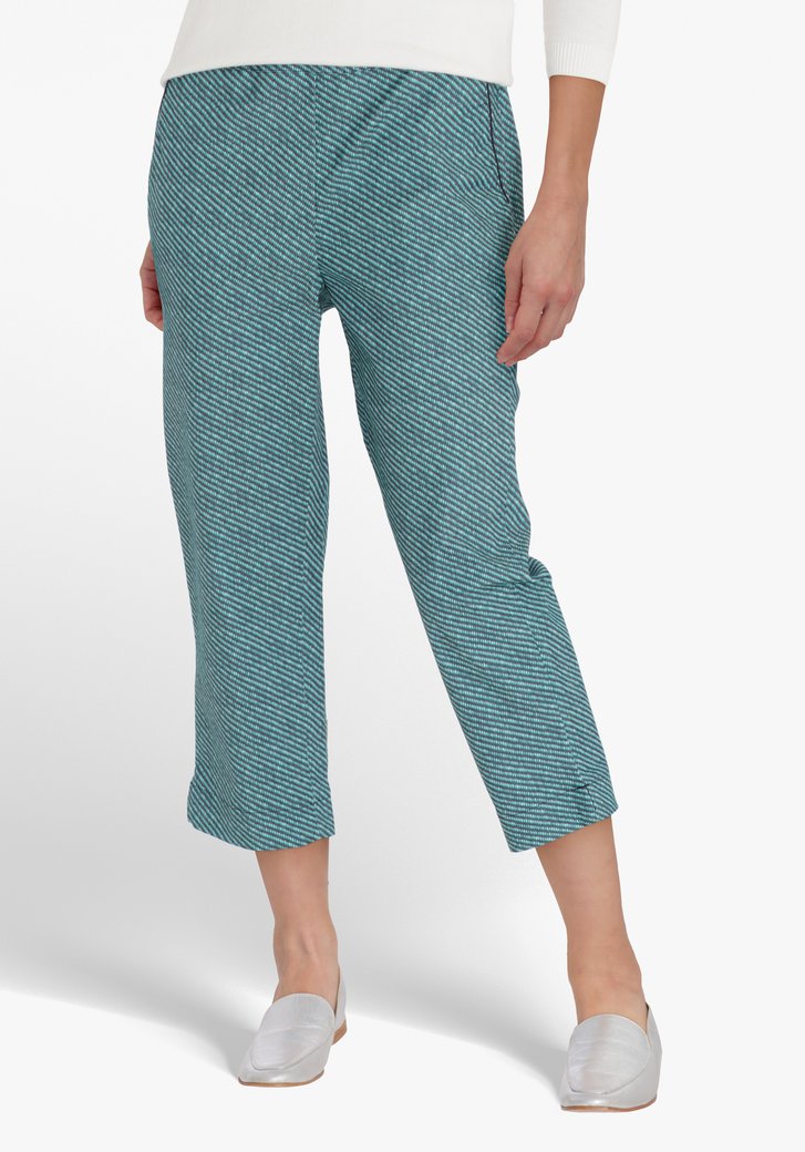 Groen-blauwe broek met elastische taille 