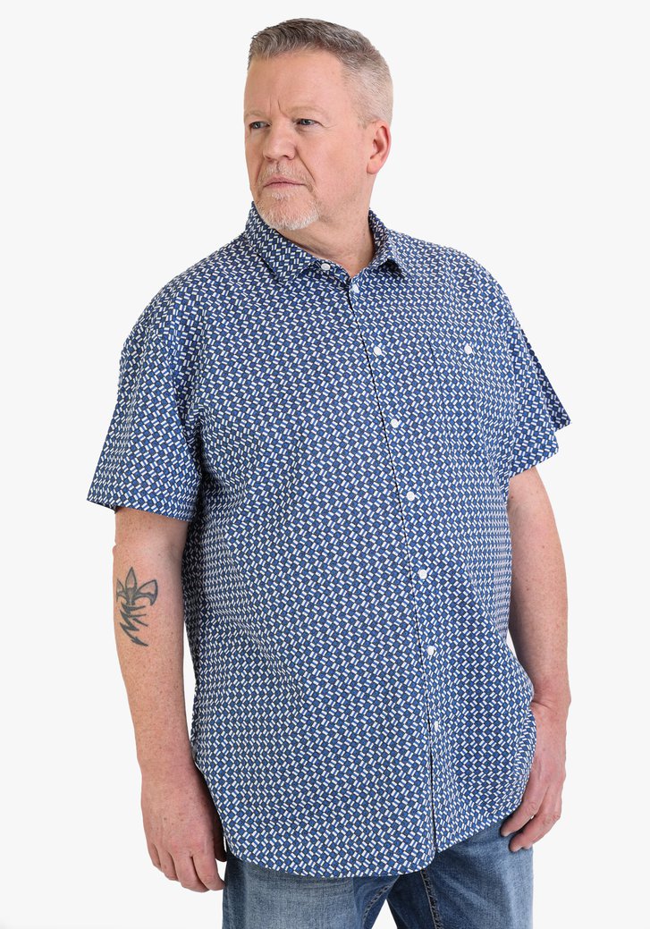 Hemd met blauwe print - regular fit