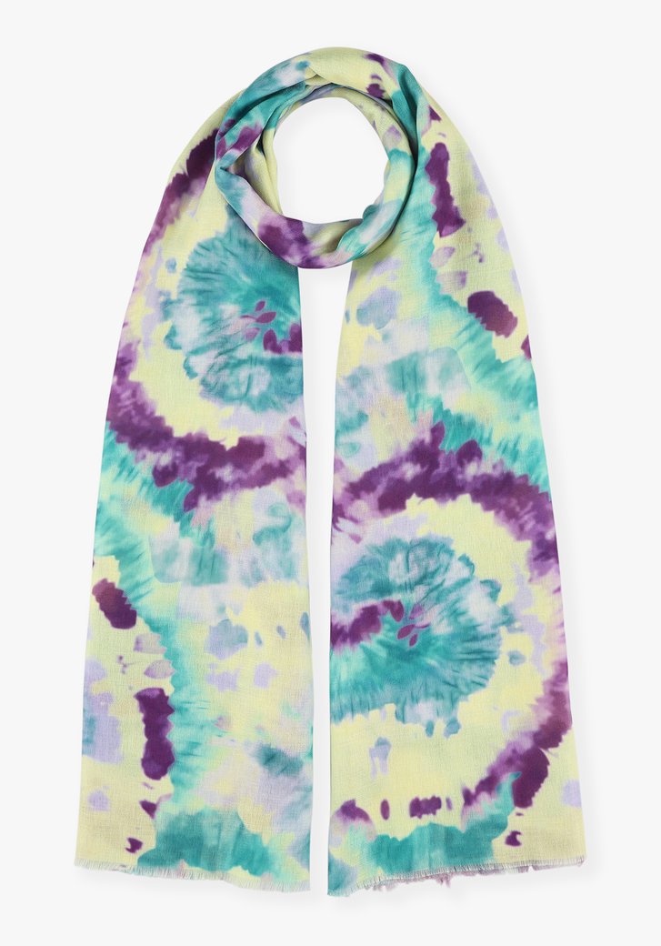 Kleurrijke sjaal met tie dye print