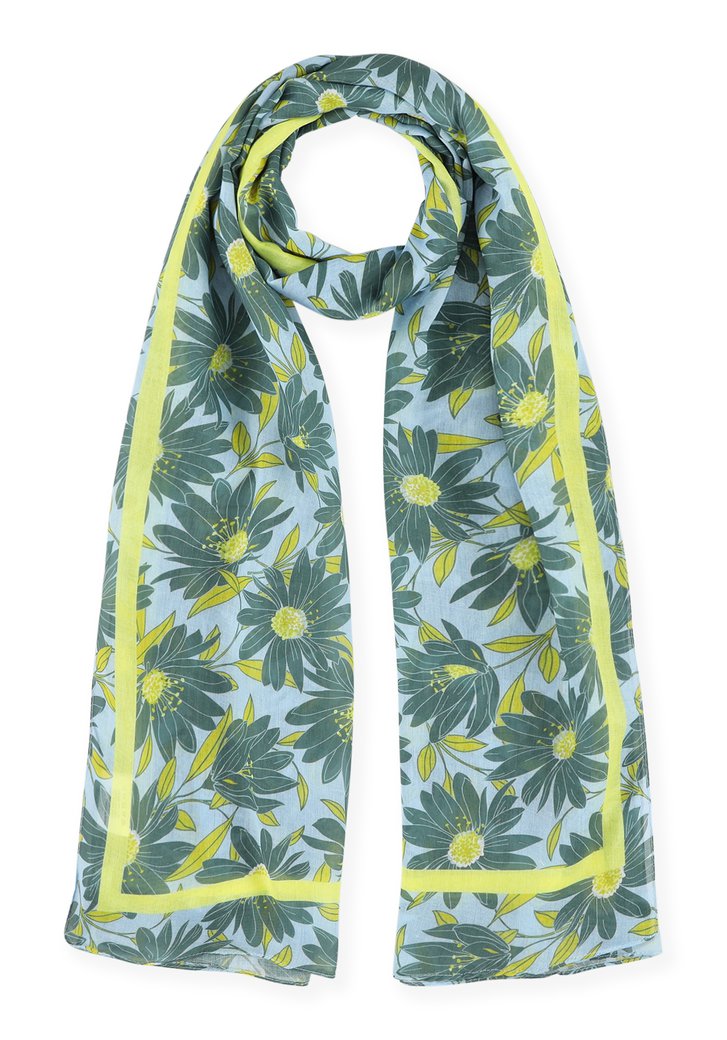 Lichtblauwe sjaal met bloemenprint