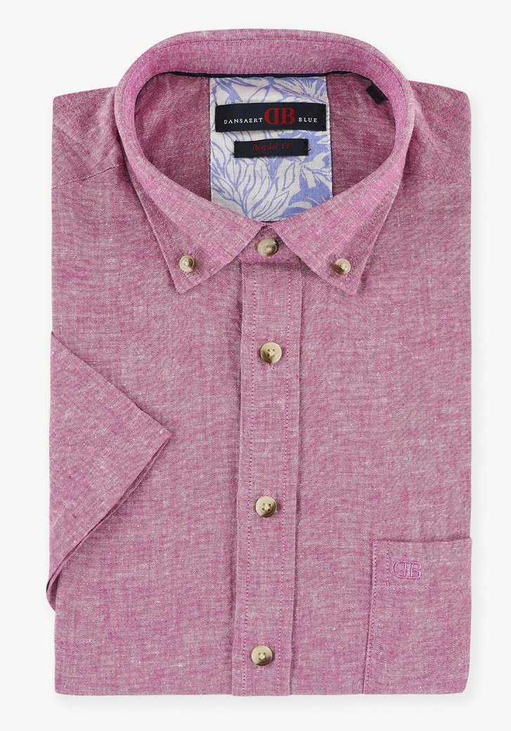 Roze hemd met korte mouwen - regular fit