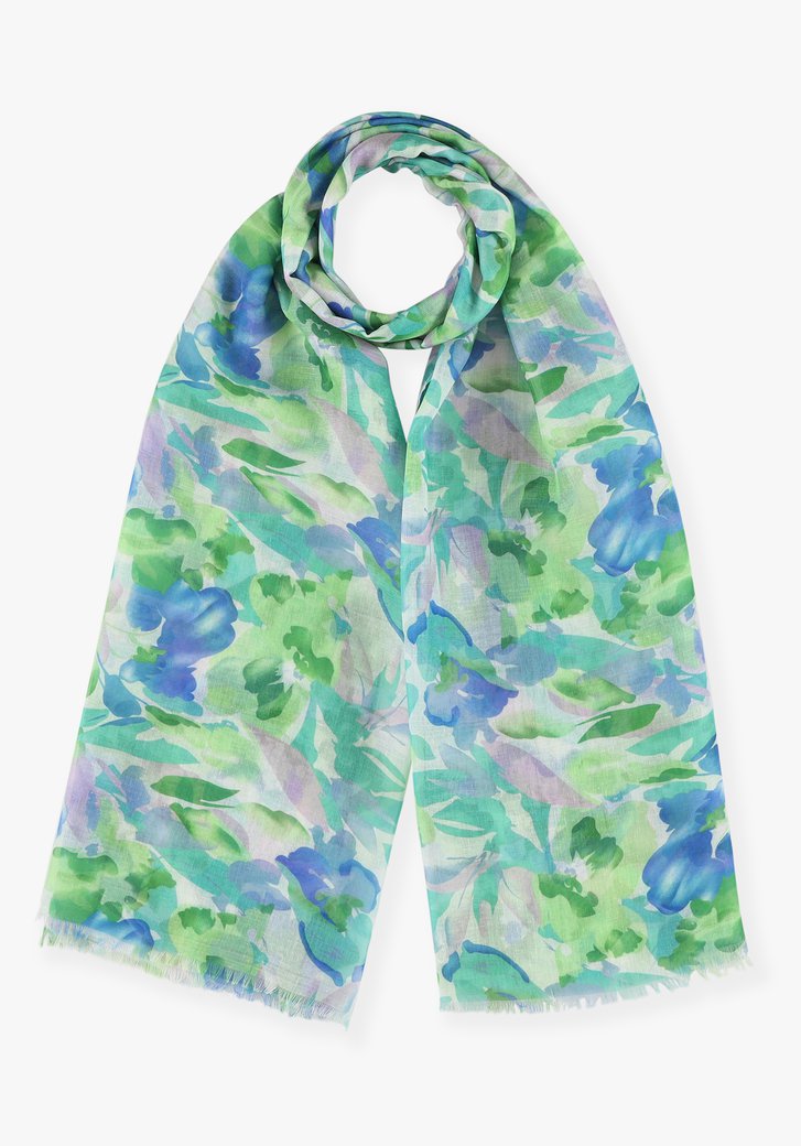 Sjaal met blauw-groene print