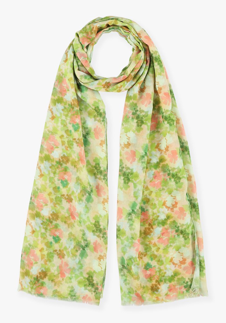 Sjaal met geel-groene bloemetjes