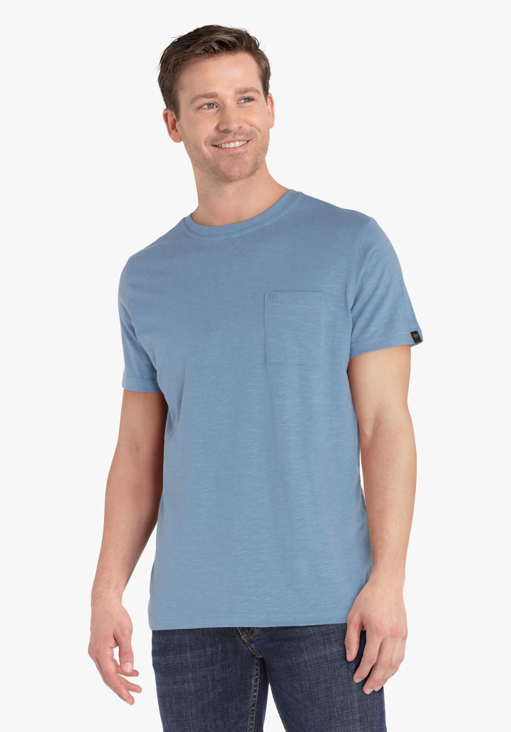 Staalblauw T-shirt met borstzak