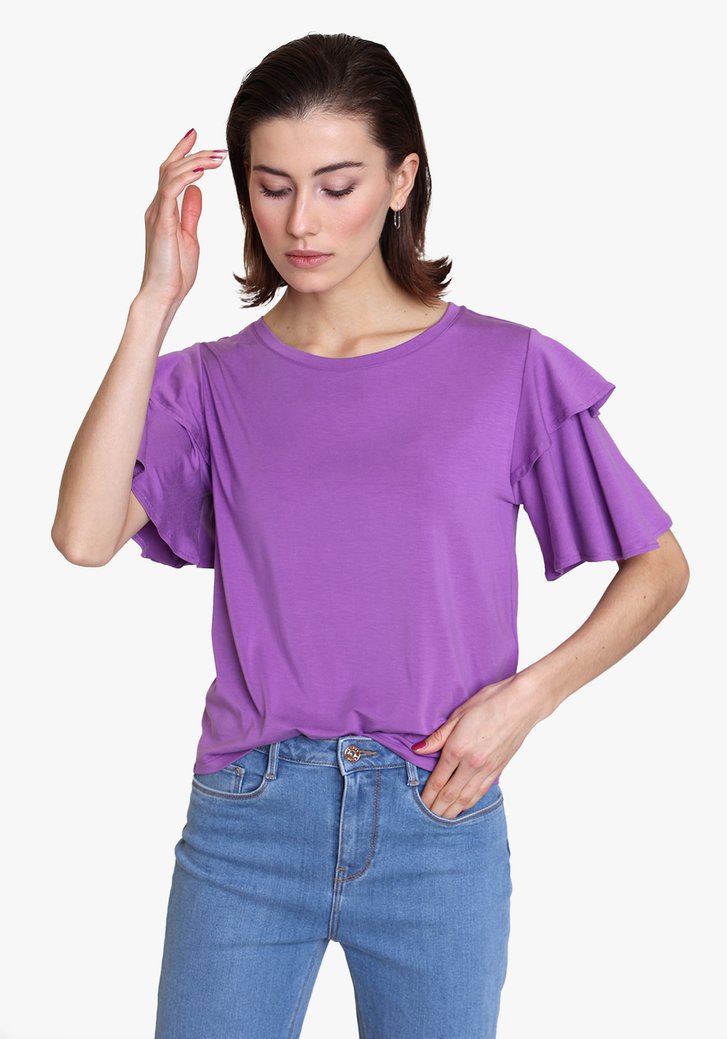 T-shirt violet à manches accentuées