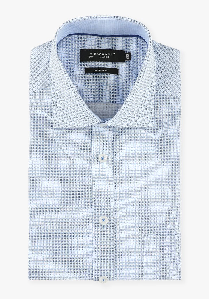 Wit hemd met lichtblauwe print - comfort fit