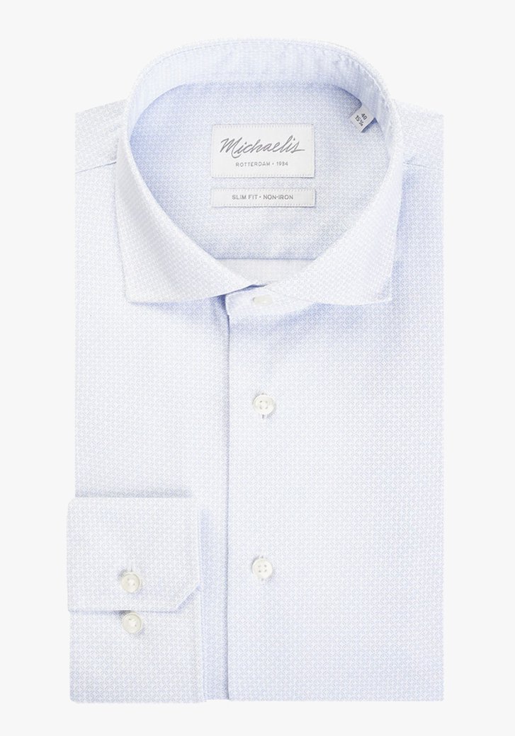 Wit hemd met subtiele print - slim fit