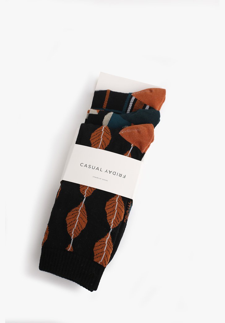 Zwarte sokken met kleurrijke print - 3 paar